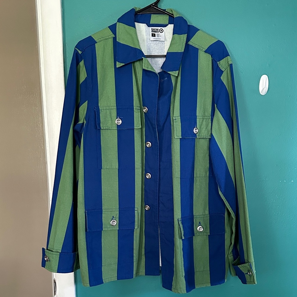 Samantha Black Blue and Green Lightweight Shirt Jacket